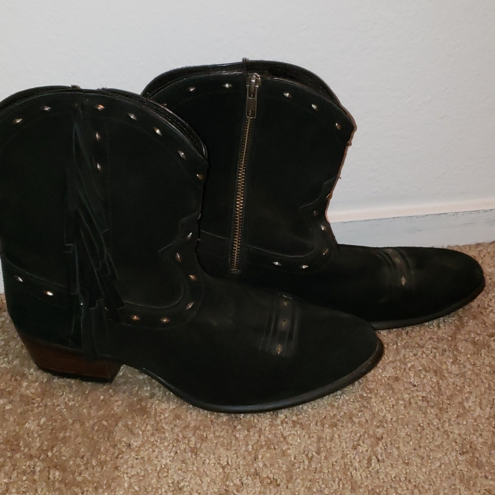 Black suede cowboy boots